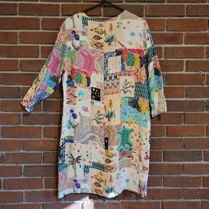 Vilagallo Mixed Patterns Greta Denpasar Shift Dress - Size